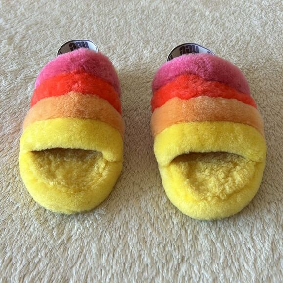UGG Fluff  Yea slide yellow pink orange size 6 - Picture 11 of 16